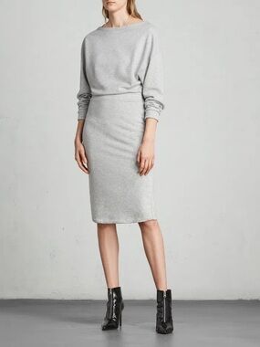 All Saints Light Gray Crewneck Sweater - Minimal Knit